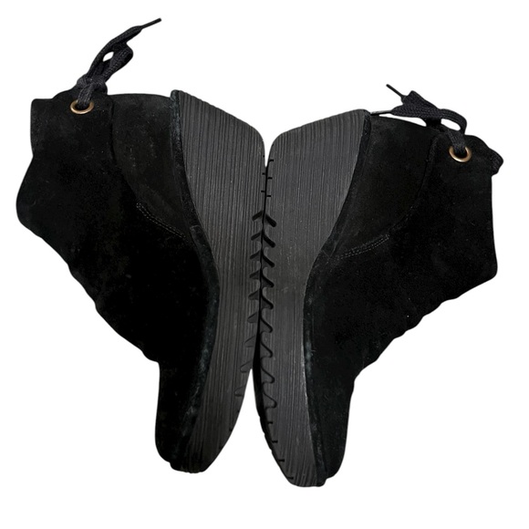 Fly London Yama black suede wedge ankle boots with tie back - Picture 6 of 10